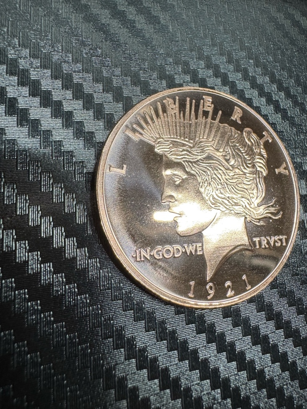 One oz copper Peace Dollar Proof round. - Picture 2 of 4